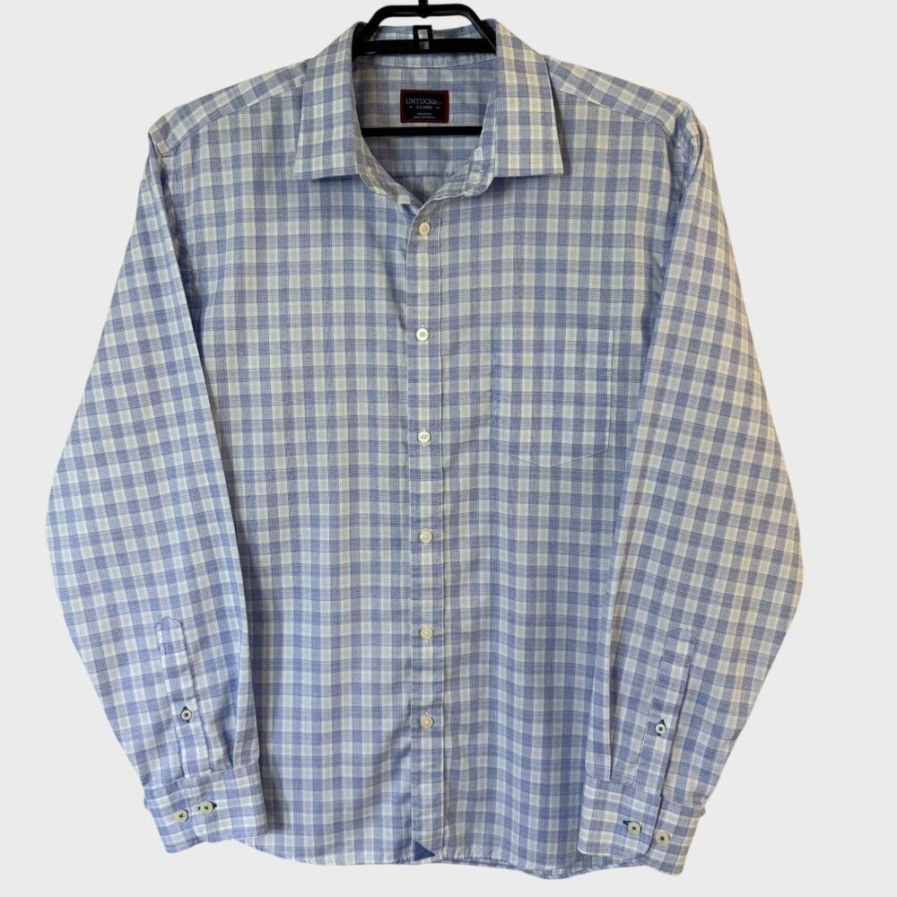 UNTUCKit Riverland Plaid Shirt Blue Men's XL Button-Up Long-Sleeve 100% Cotton